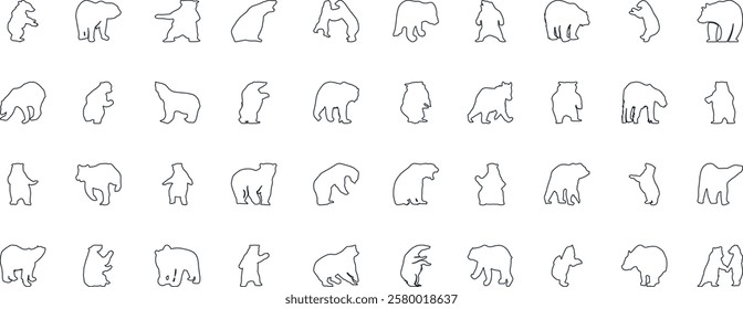 bear, silhouette, grizzly, icon, black, vector, polar, logo, outline, sign, brown, animal, arctic, white, background, forest, walking, design, graphic, nature, illustration, sketch, abstract, isolated