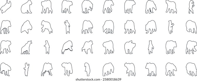 bear, silhouette, grizzly, icon, black, vector, polar, logo, outline, sign, brown, animal, arctic, white, background, forest, walking, design, graphic, nature, illustration, sketch, abstract, isolated