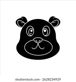 bear silhouette, Bear Head Silhouette - Animal Icon, Black silhouette vector illustration of a cute bear head. Perfect for icons, logos, signs, and flat graphic designs.