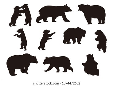 bear Silhouette icon logo set