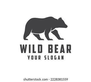 Bear silhouette, icon, modern symbol for graphic and web logo design. Grizzly bear or polar bear silhouette flat for animal wildlife. Wild animal sign vector design and illustration.
