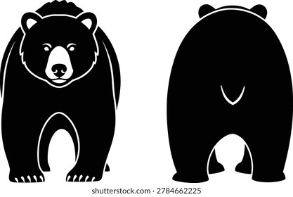 Bear silhouette illustration collection with front and back animal perspectives