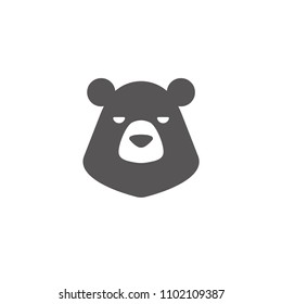 Bear silhouette isolated on white background vector illustration. Bear head vector graphic emblem.