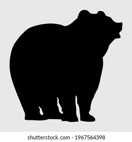 Bear Silhouette, bear isolated On White Background