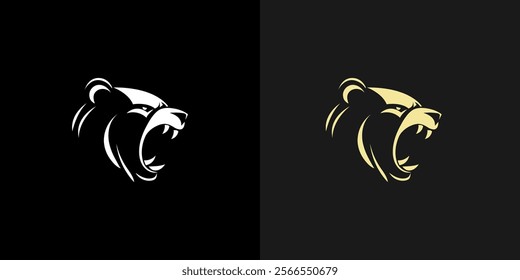 Bear silhouette, bear logo icons. Wild animal brand label. Grizzly vector illustration.