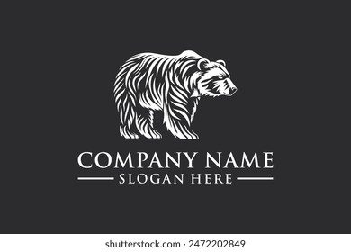 Ilustración animal del Vector del logotipo de la silueta del oso. Icono de oso. Diseño único y creativo del logotipo del oso fuerte. Elementos de diseño de Plantilla.