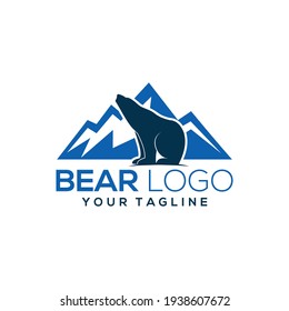 Bear silhouette logo vector animals illustration, bear icon modern symbol for graphic and web design