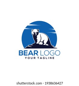 Bear silhouette logo vector animals illustration, bear icon modern symbol for graphic and web design