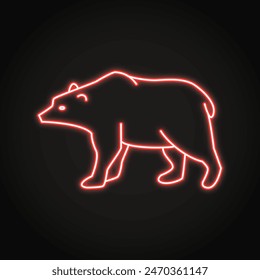 Bear silhouette neon line icon. Vector illustration.