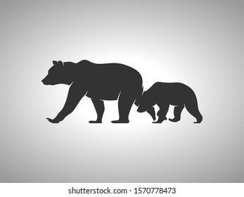 Bear Silhouette on White Background. Isolated Vector Animal