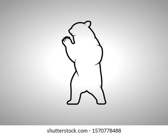 Bear Silhouette on White Background. Isolated Vector Animal