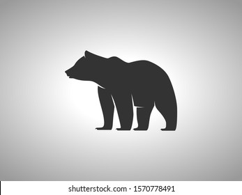 Bear Silhouette on White Background. Isolated Vector Animal