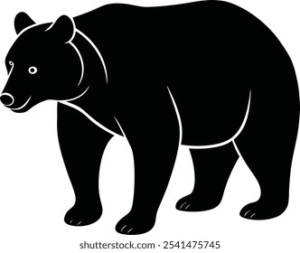 Silhueta do urso em um fundo branco.