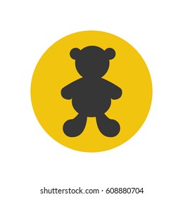 Bear silhouette on the yellow background. Vector illustration