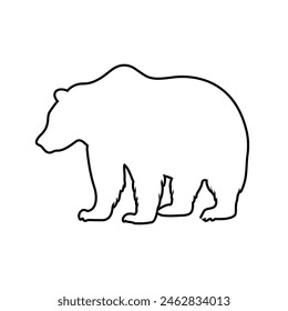 Bear silhouette, outline icon vector. Bear icon. Livestock concept. Bear sign on white background. Bear meat badge. Part of my game meat illustration collection. Hunt. Hunting