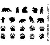 Bear Silhouette, Bear Paw Silhouette, Bear Head Vector