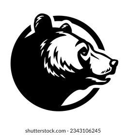 Bear silhouette, round shape logo.