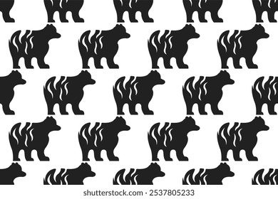 Bear silhouette seamless pattern background. Animal silhouette background illustration