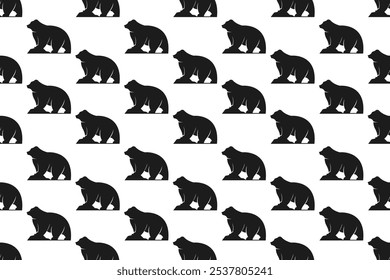 Urso silhueta sem emenda fundo padrão. Ilustração de fundo de silhueta animal