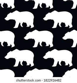 bear silhouette seamless pattern, vector illustration