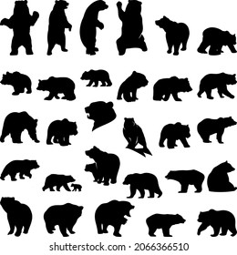 Bear Silhouette Set, Bear Silhouette Bundle, Bear Silhouette Vector