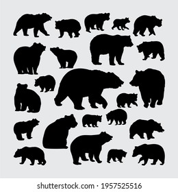 Bear silhouette. a set of bear silhouettes