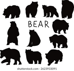 bear silhouette set vector illustration. Good for banner, poster, greeting card, party card, invitation, template, advertising, campaign, and social media.