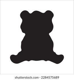 Bear silhouette, Similar images, vector illustration, Black silhouette of a bear on a white background looking forward from the side.