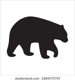 Bear silhouette, Similar images, vector illustration, Black silhouette of a bear on a white background looking forward from the side.