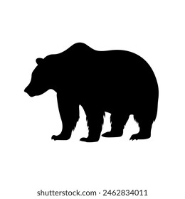 Bear silhouette, solid icon vector. Bear icon. Livestock concept. Bear sign on white background. Bear meat badge. Part of my game meat illustration collection. Hunt. Hunting.