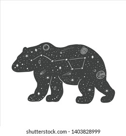 Bear Silhouette Stars Constellations Handdrawn Vector Stock Vector ...