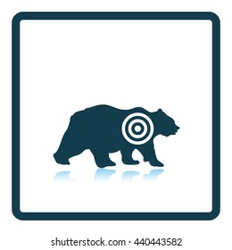 Bear silhouette with target  icon. Shadow reflection design. Vector illustration.