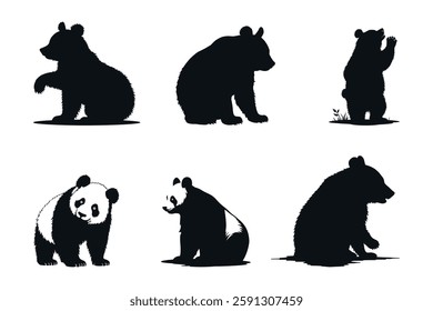 bear silhouette vector, animal icon graphic, wildlife mammal clipart