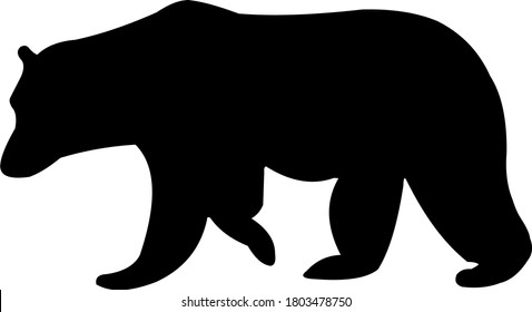 Bear silhouette. Vector illustration of isolated on white background for print and poster. Typographic design.