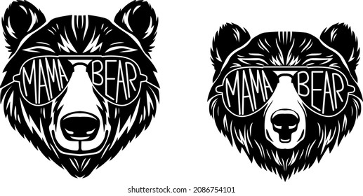 Bear silhouette. Vector illustration isolated on white background for print and poster. Typography design.
