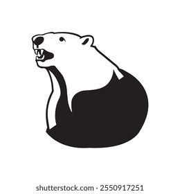 Ilustración vectorial de silueta de oso aislada sobre fondo blanco. Logotipo animal de los osos negros, diseño del símbolo. Vector gráfico salvaje.