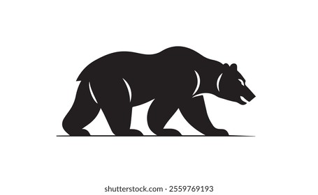 Bear silhouette vector illustration on white background. Vector illustration.