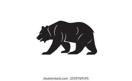 Bear silhouette vector illustration on white background. Vector illustration.