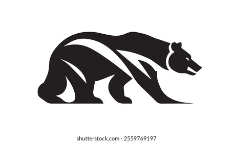 Bear silhouette vector illustration on white background. Vector illustration.