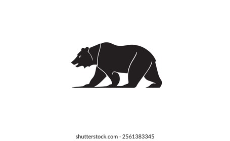 Bear silhouette vector illustration on white background. Vector illustration.