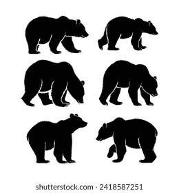 bear silhouette vector set design