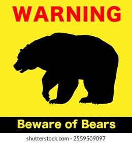 Bear silhouette.
Warning illustration on yellow background.