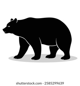 Bear silhouettes and icons. black flat color simple elegant white background Bear animal vector and illustration.