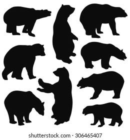 Bear Silhouettes on white background