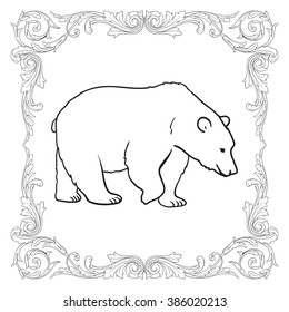 Bear silhouettes on the white background - vector.