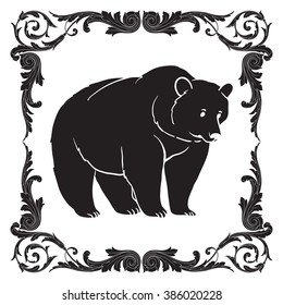 Bear silhouettes on the white background - vector.