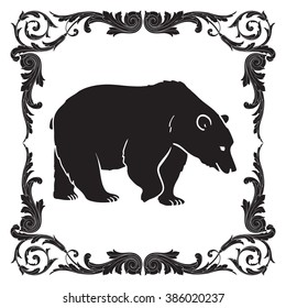 Bear silhouettes on the white background - vector. 