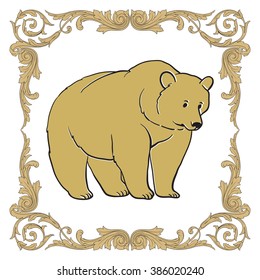 Bear silhouettes on the white background - vector.
