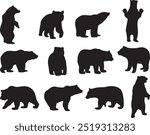 Bear silhouettes set large pack