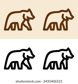 diseño del vector del conjunto del logotipo del icono de la línea simple del oso, diseño moderno del pictograma del logotipo del oso marrón